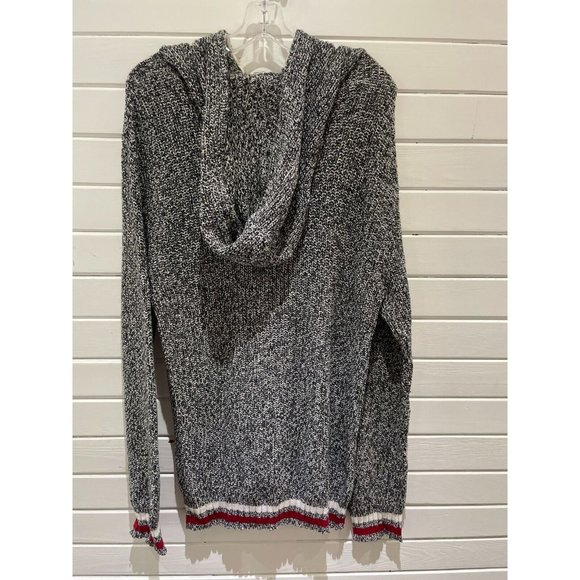 Cabin fever sweater Knit Button Hoodie Black & White red XL - Picture 4 of 10